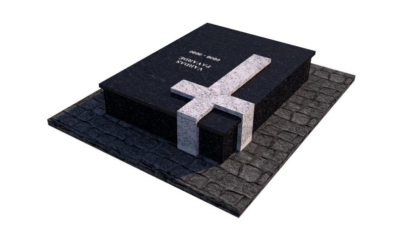 Juodo granito ir šviesaus granito kryžiaus komplektas (KP11-2)