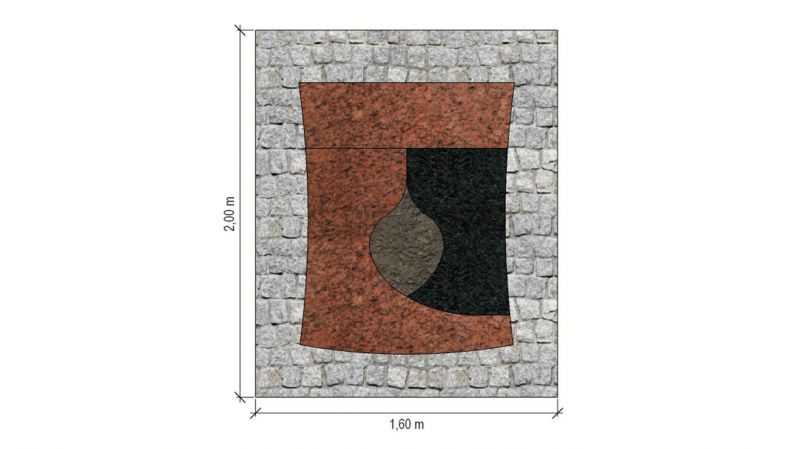 Raudono ir juodo granito derinys mažai kapavietei (KP12-2)