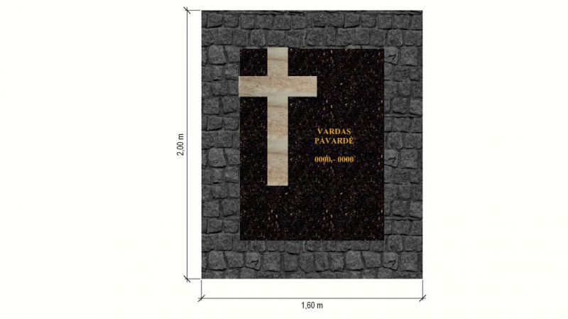 Tamsaus granito ir šviesaus kryžiaus komplektas (KP11-1)